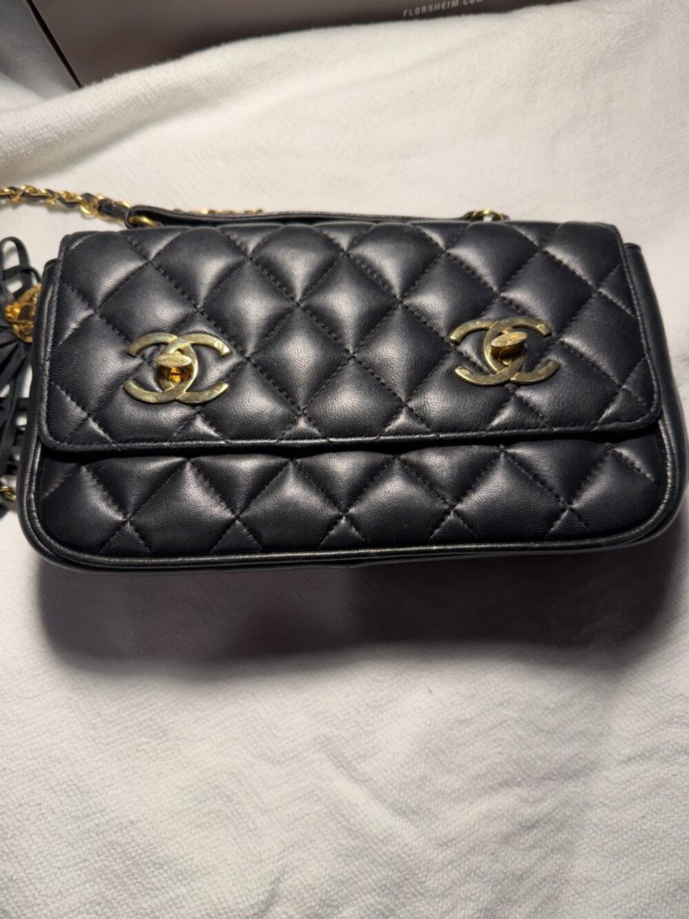 CHANEL Black Quilted Lambskin Flap Bag